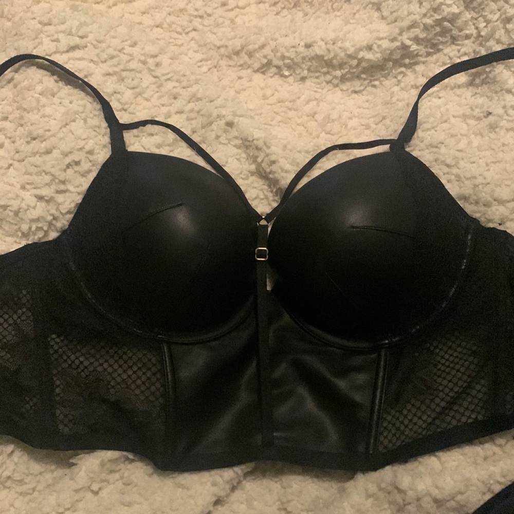 Faux Leather Bodice with built in Bra and Y Cleavage Strap